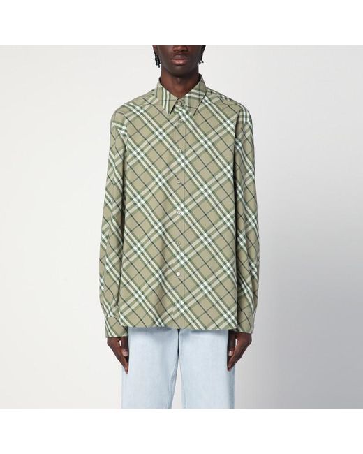 Burberry Green Saxon Check-patterned Shirt for men