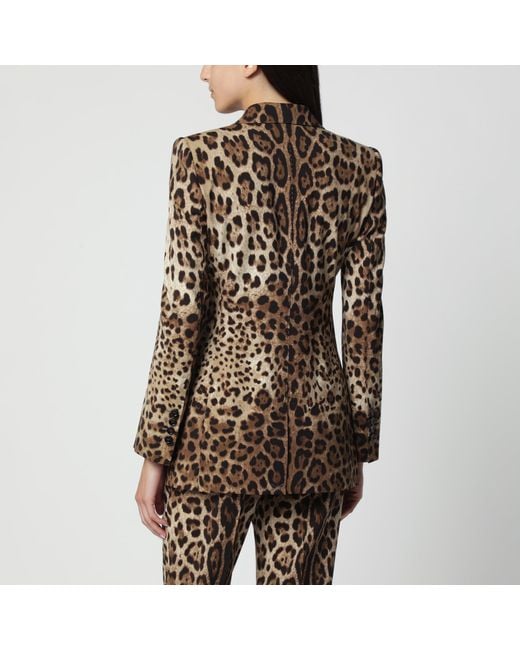 Dolce & Gabbana Black Leopard-Print Double-Breasted Wool Jacket