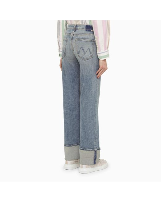 Mother Blue The Duster Skimp Cuff Jeans With Turn Ups