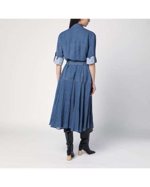 Bottega Veneta Blue Linen-blend Chemise Dress