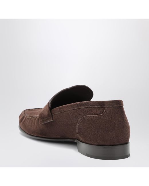 Jimmy Choo Brown Ellis Suede Leather Loafers In Chocolate