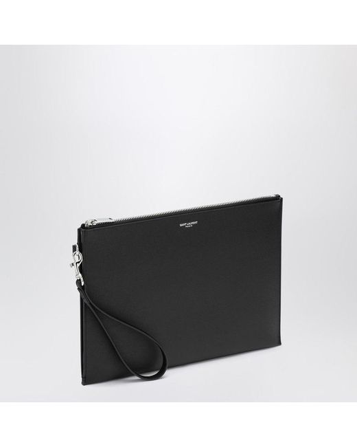 Porta tablet in pelle grain de poudre di Saint Laurent in Black da Uomo