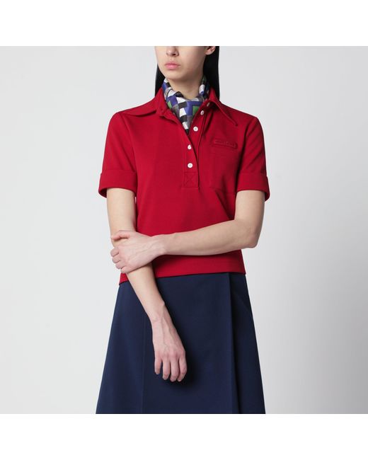 Miu Miu Red Ruby Technical Jersey Polo