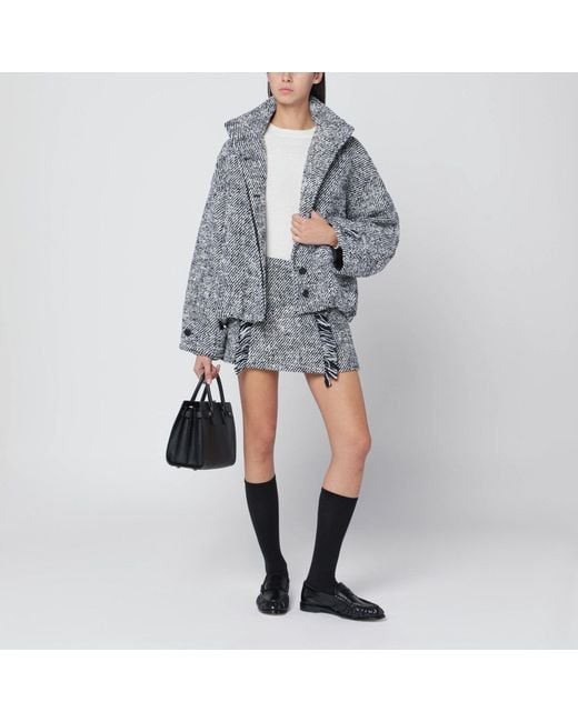DURAZZI MILANO Gray Patterned Wool Blend Mini Skirt