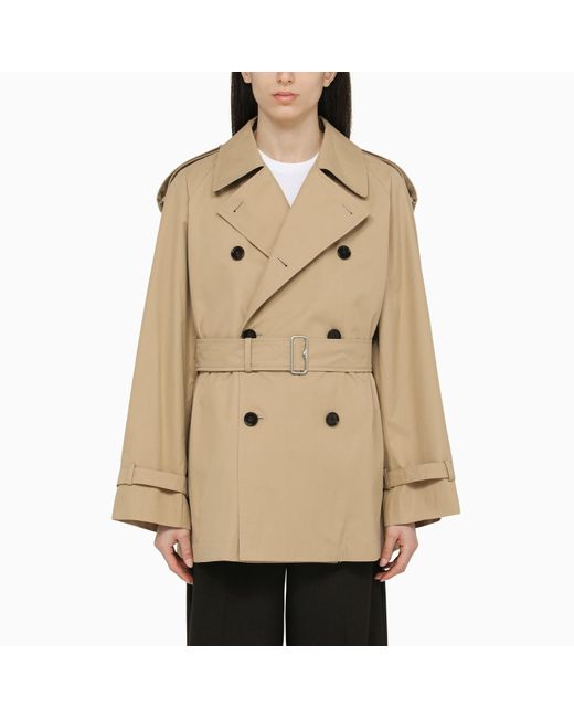 Burberry Natural Short Double-breasted Beige Trench Coat With Belt