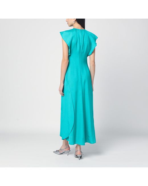 ワンピースその他 Victoria Beckham Peacock colour midi dress with hooded sleev Victoria Beckham Peacock colour midi dress with hooded