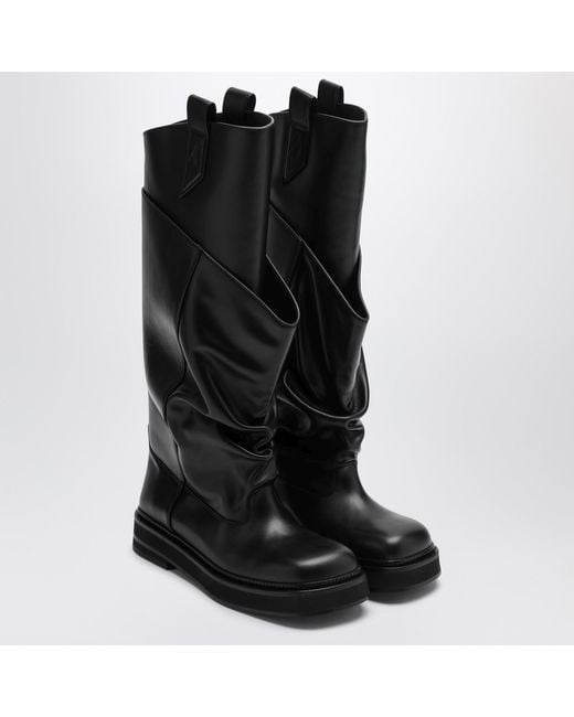 The Attico Black Leather La Passeggiata Boots