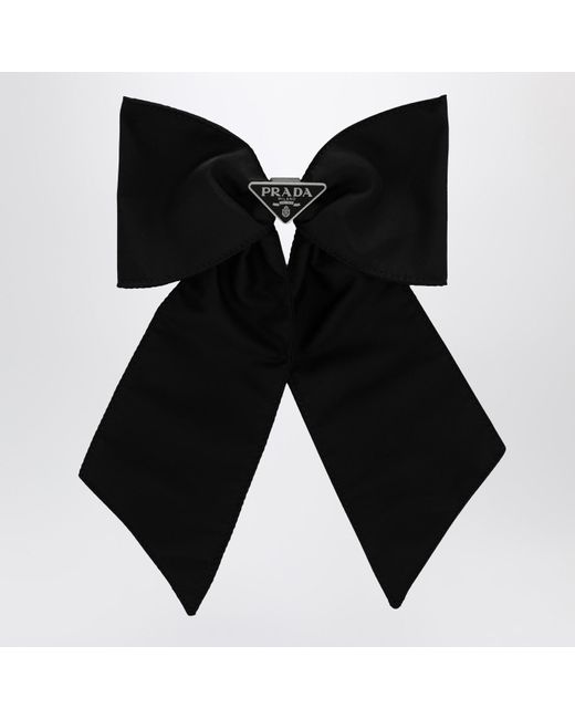 Prada Black Bow Hair Clip With Logo