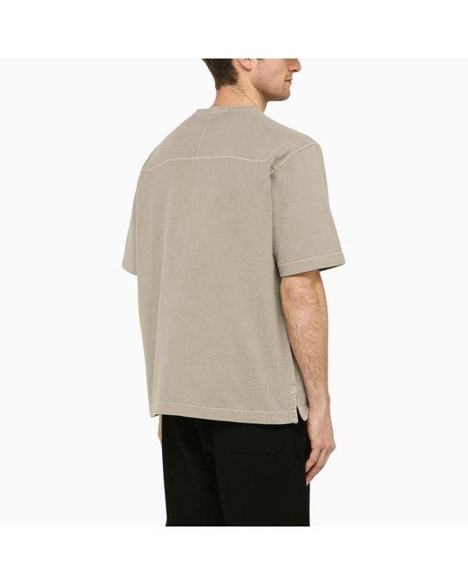 Stone Island Natural Dust-coloured Cotton T-shirt With Logo for men