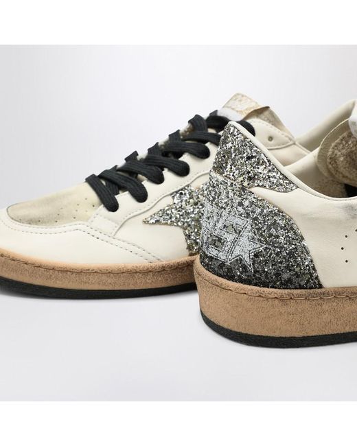 Golden Goose Deluxe Brand White Ballstar Sneaker With Glitter