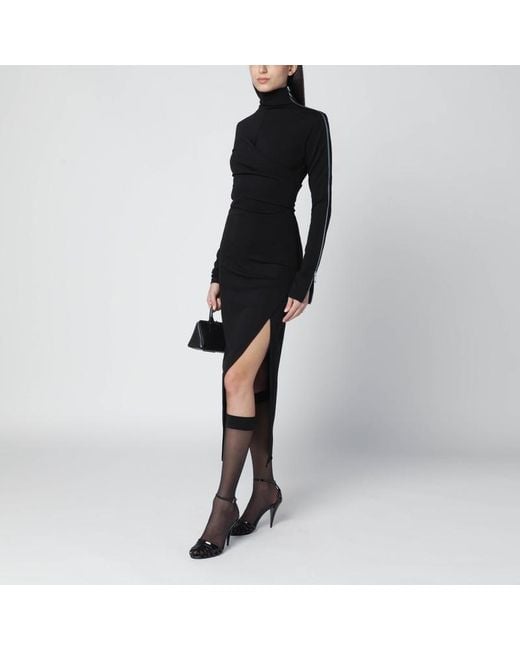 The Attico Black Turtleneck Dress With Zip Detail