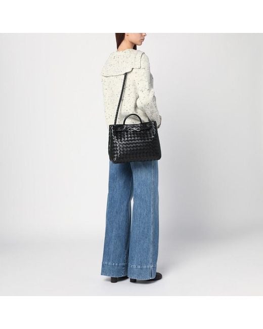 Borsa andiamo media nera di Bottega Veneta in Black