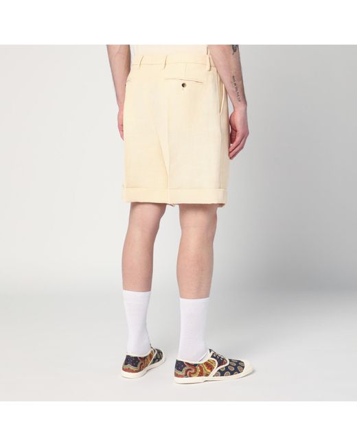 Valentino Natural Butter-Coloured Bermuda Shorts With Turn-Ups for men