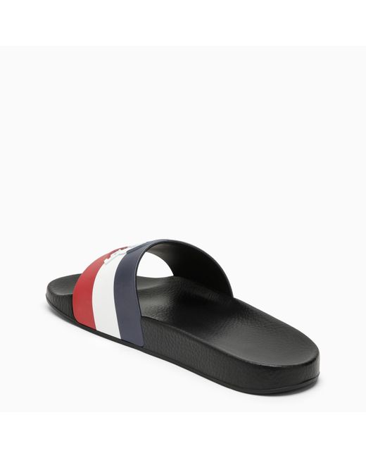 Moncler Blue Basile Slide With Tricolour Band And Logo for men
