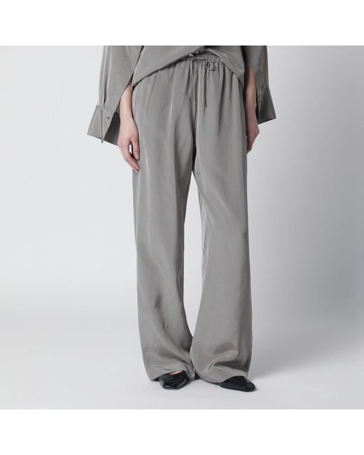 Rohe Gray Light Wide Striped Trousers