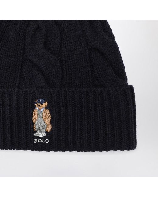 Polo Ralph Lauren Black Wool Polo Bear Hat