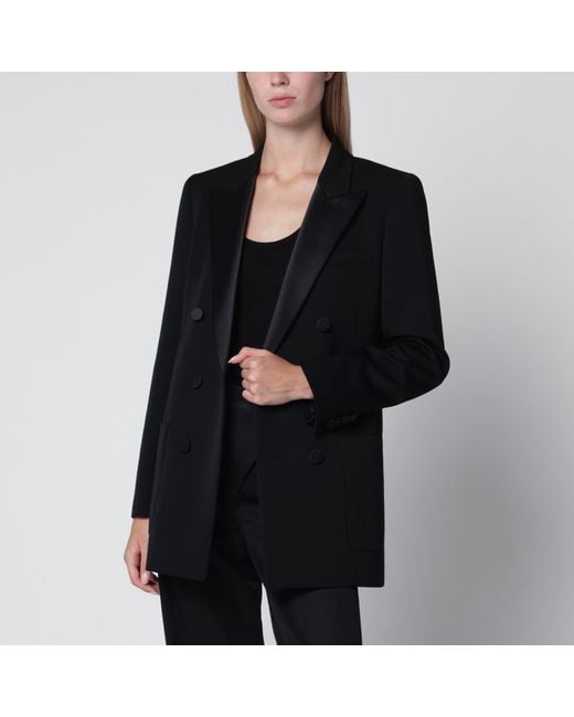 Saint Laurent Black Double-Breasted Wool Blazer