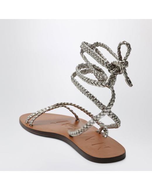 Manebí Metallic Platinum Leather Sandals
