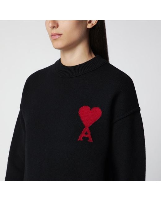 AMI Black Ami De Coeur Virgin Wool Sweater