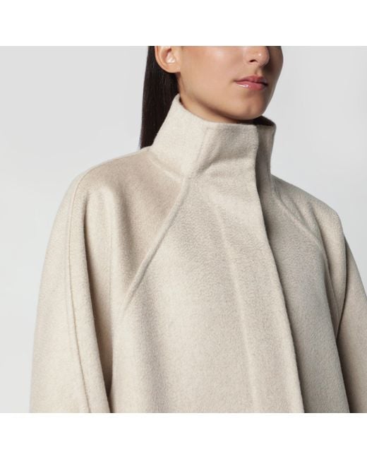 Alaïa White Asymmetric Double-Face Cashmere Coat