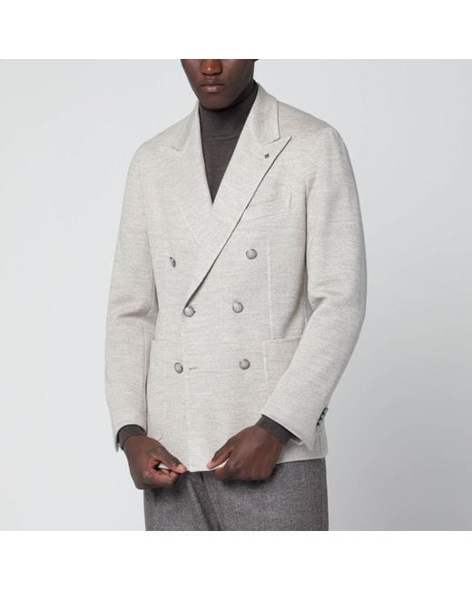 Veste Croisée En Laine Mélangée Tagliatore pour homme en coloris Gray