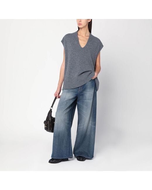 Roberto Collina Blue Oversized Wool Vest