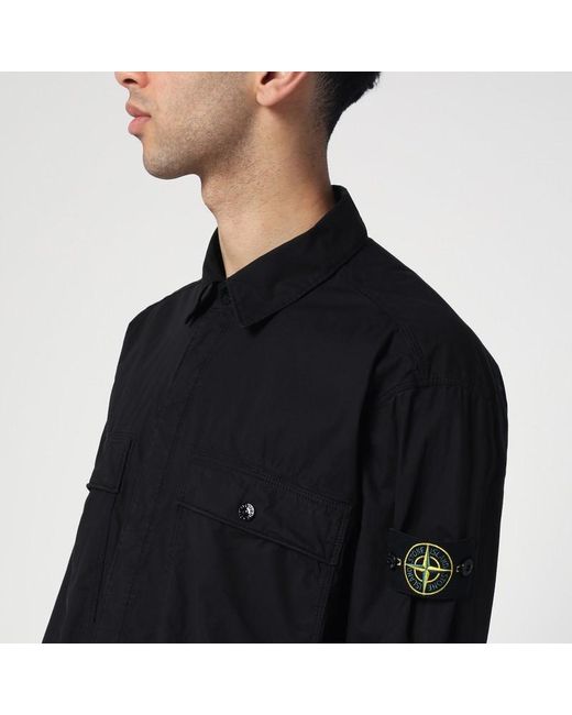 Giacca camicia nera in cotone di Stone Island in Black da Uomo