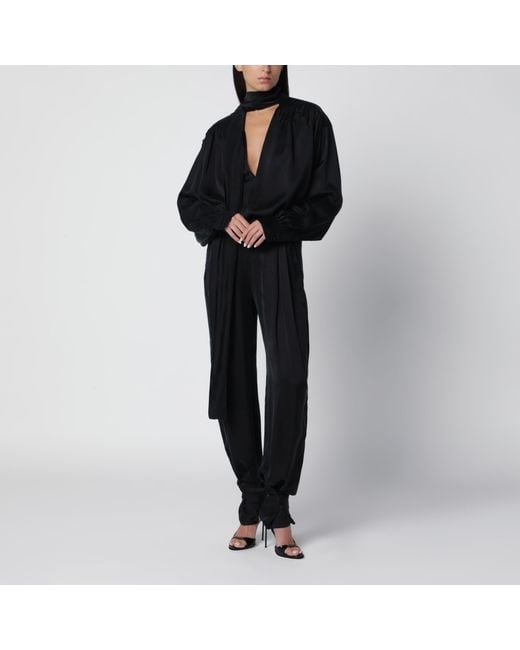 ANDAMANE Black Mathilda Cupro Satin Blouse