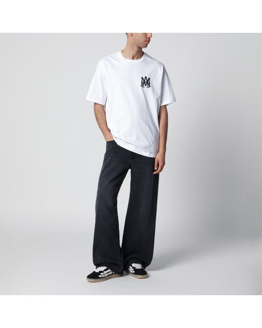 Amiri White Cotton T-Shirt With Logo Print for men