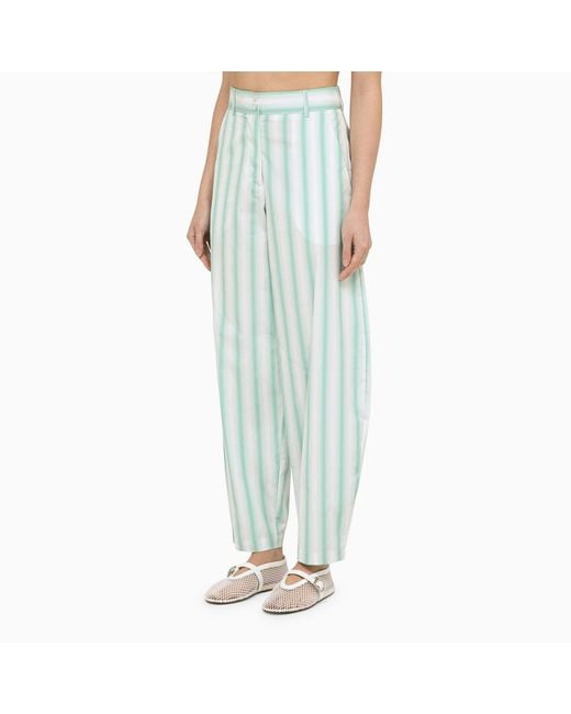 Margaux Lonnberg Green Beatty Striped Cotton Trousers