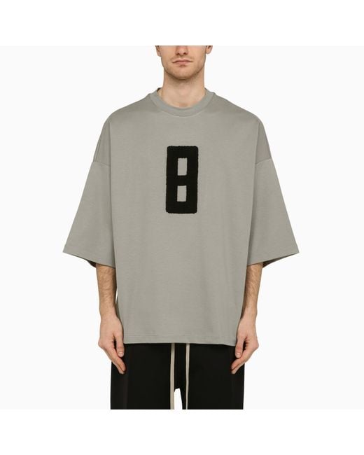Fear Of God Gray T-shirt With Embroidery Milan 8 Paris Sky for men