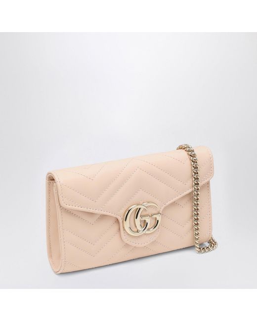 Gucci Pink Gg Marmont Wallet With Chain