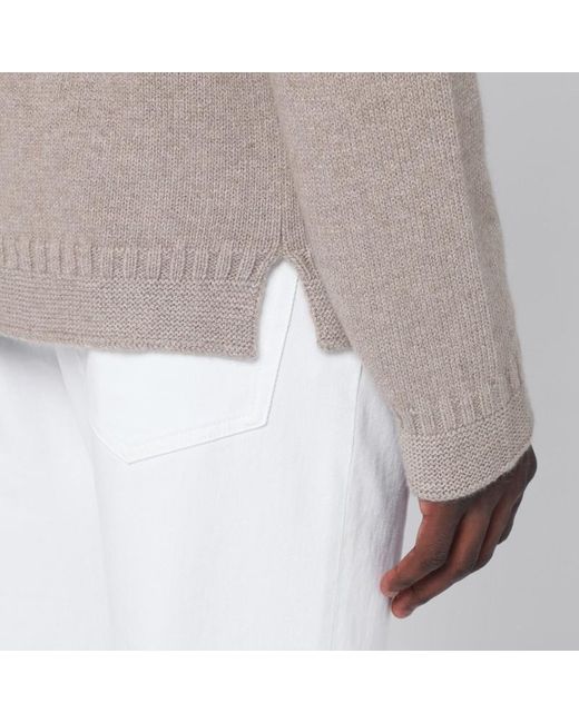Loro Piana Brown Greige Cashmere Turtleneck Sweater for men