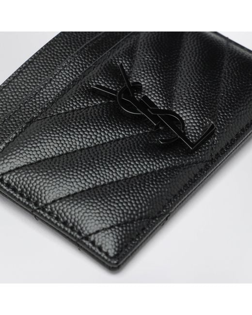Saint Laurent Black Cassandre Matelassé Card Holder