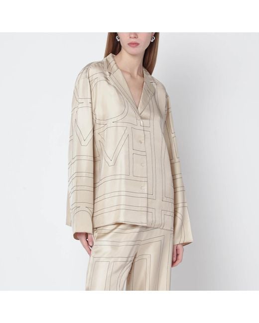 Totême  Natural Ivory Silk Shirt With Monogram