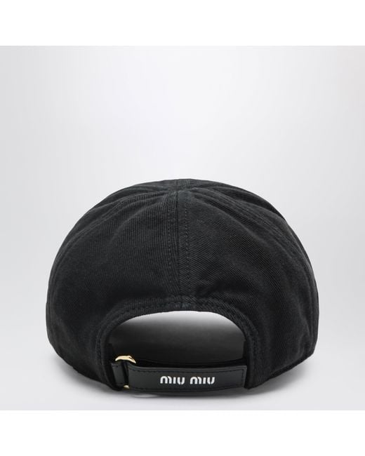 Cappello Da Baseball Nero di Miu Miu in Black