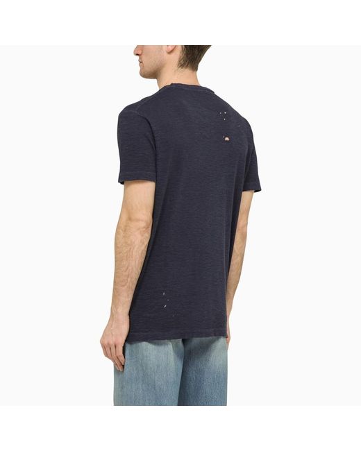 T-shirt navy in misto cotone con logo di DSquared² in Black da Uomo