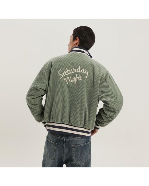 1989 STUDIO Green Light Corduroy Varsity Jacket for men