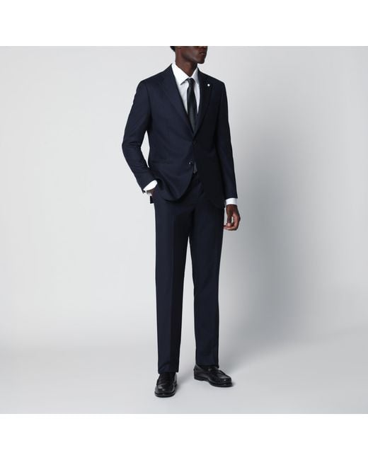 Luigi Bianchi Blue Pinstripe Single-Breasted Wool Suit for men
