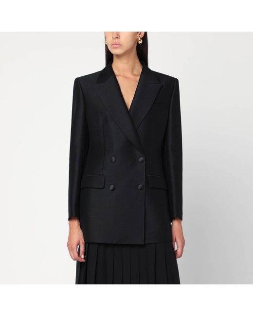 Giacca doppiopetto nera in lana di Dolce & Gabbana in Black