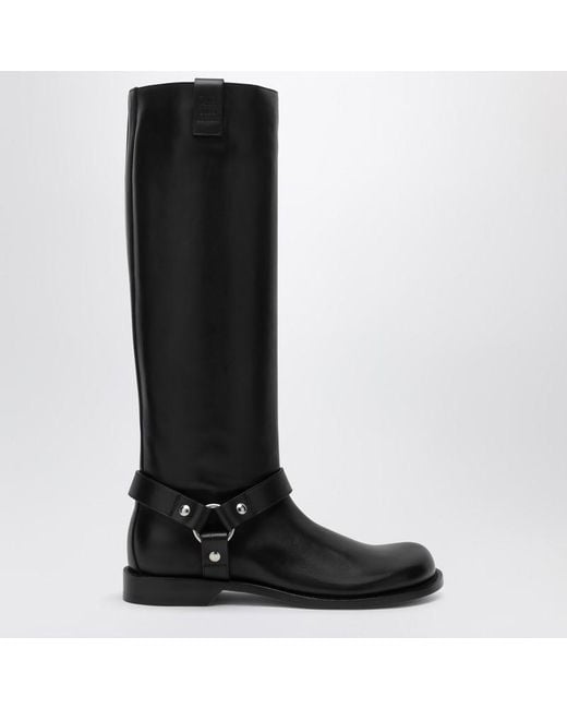 Stivale alto campo biker in pelle di vitello di Loewe in Black