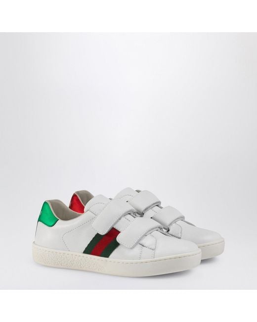 Gucci White Ace Sneakers With Web Ribbon
