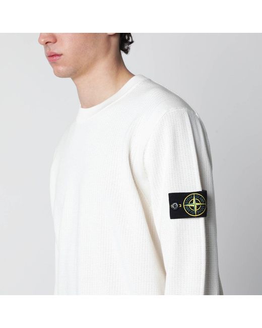Stone Island White Ivory Sweater With Loose Fit for men