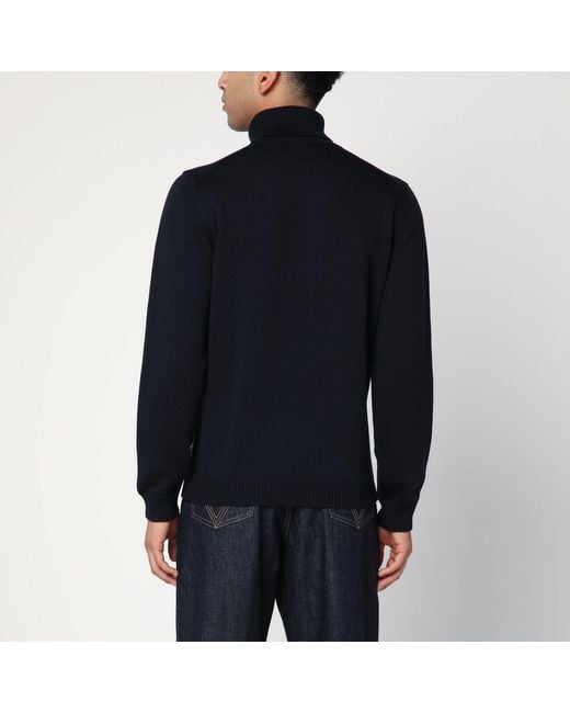 Roberto Collina Blue Wool Turtleneck Sweater for men