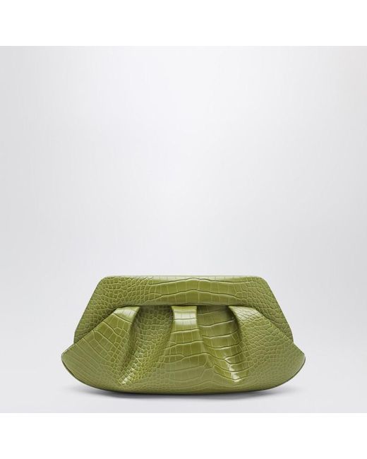 THEMOIRÈ Green Emera Clutch Kiwi Mit Krokodileffekt
