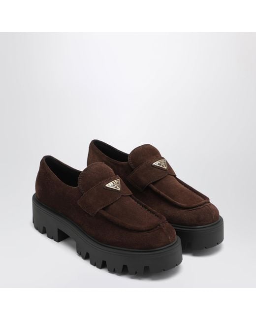 Prada Brown Dark Suede Loafers