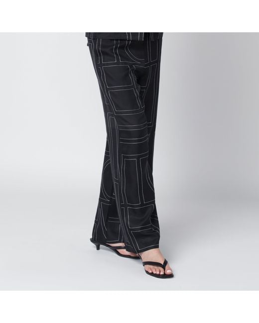 Totême Blue Monogram Silk Pajama Trousers