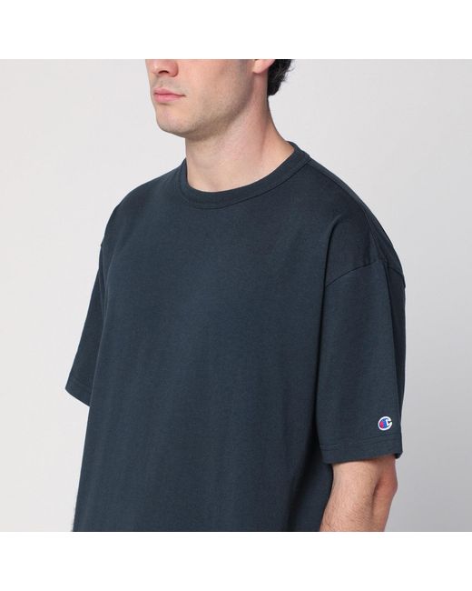 Champion Blue Cotton Crew-Neck T-Shirt for men