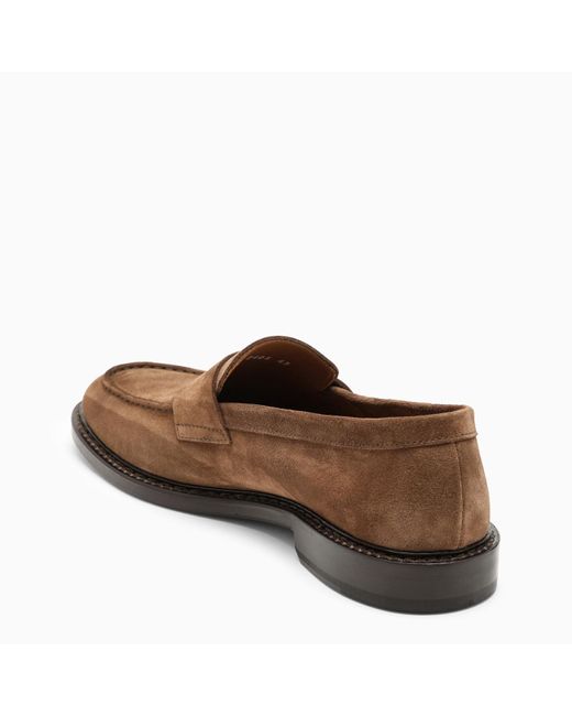 Doucal's Brown Classic Suede Moccasin for men