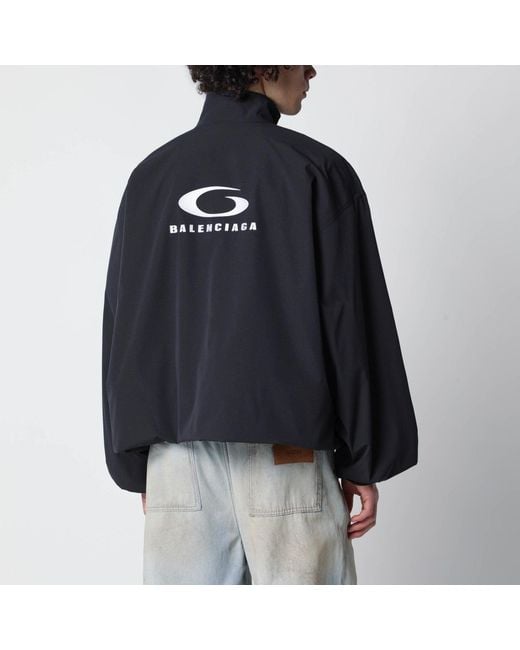Balenciaga Black Washed Loop Sports Icon Zip Jacket for men